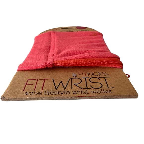 New Fit Kicks Fitwrist Active Lifestyle Wrist Wallet Coral Orange Hands Free - Picture 2 of 7